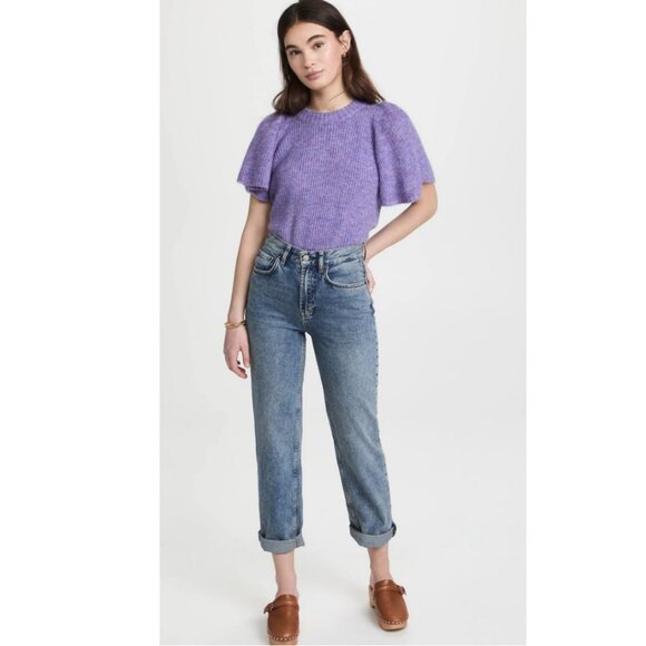 Munthe Cabs Wool Knit Pullover Lavender Purple Puff Sleeve Sweater 36 (US S) - Picture 4 of 9